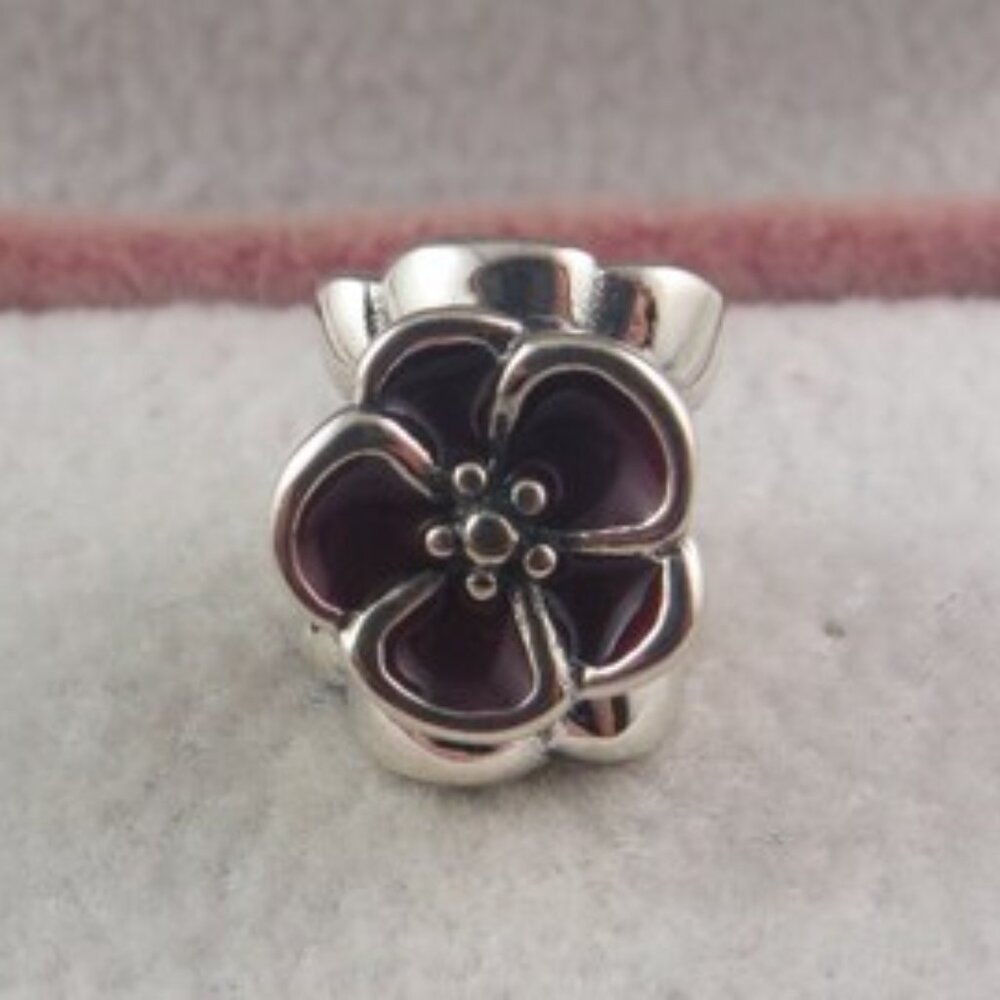 Pandora Flower Charm Rose Charm Dark Red Flower Charm (F25)